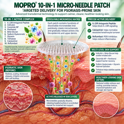 🔥 Only 10 left! Get 30% OFF your second purchase! MOPRO® helps reduce visible scaling, redness, dryness & itching while supporting psoriasis-prone skin. Limited stock — don’t miss out! 💚